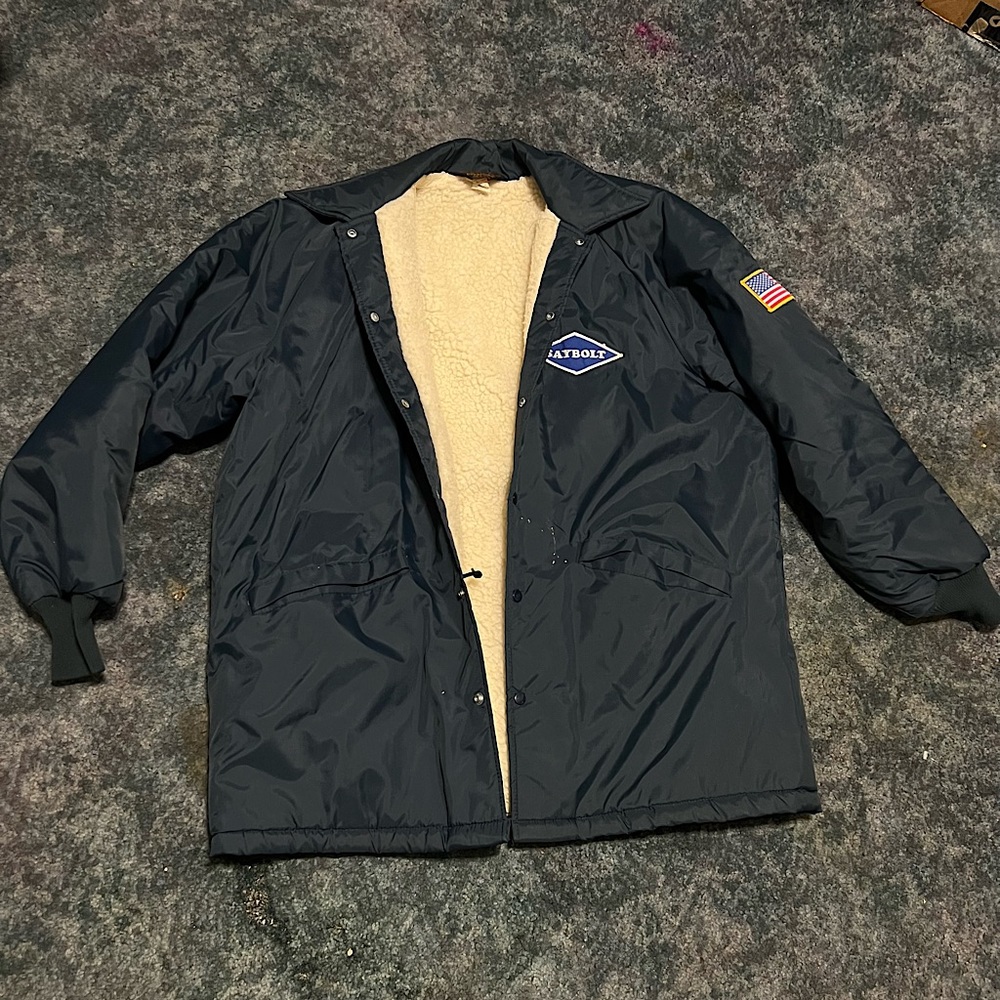 Vintage Pla-Jac by Dunbrooke Navy Blue Saybolt Sherpa Lined Work Jacket Size L‎